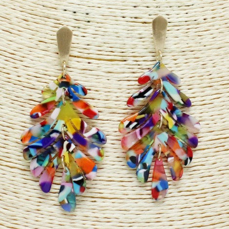 Multi Color Leaf Acrylic Earrings - Bellamie Boutique