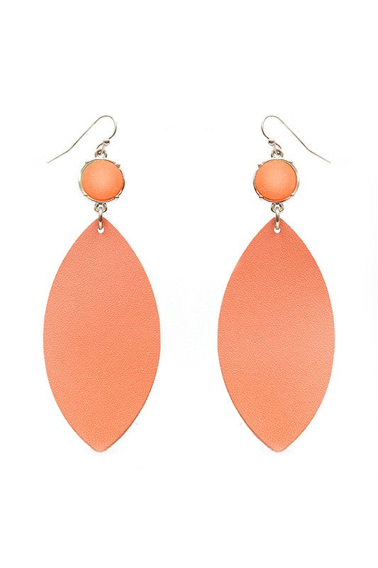Coral Druzy Leather Earrings - Bellamie Boutique