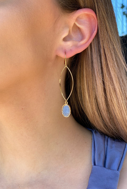 Blue Druzy Oval Earrings - Bellamie Boutique