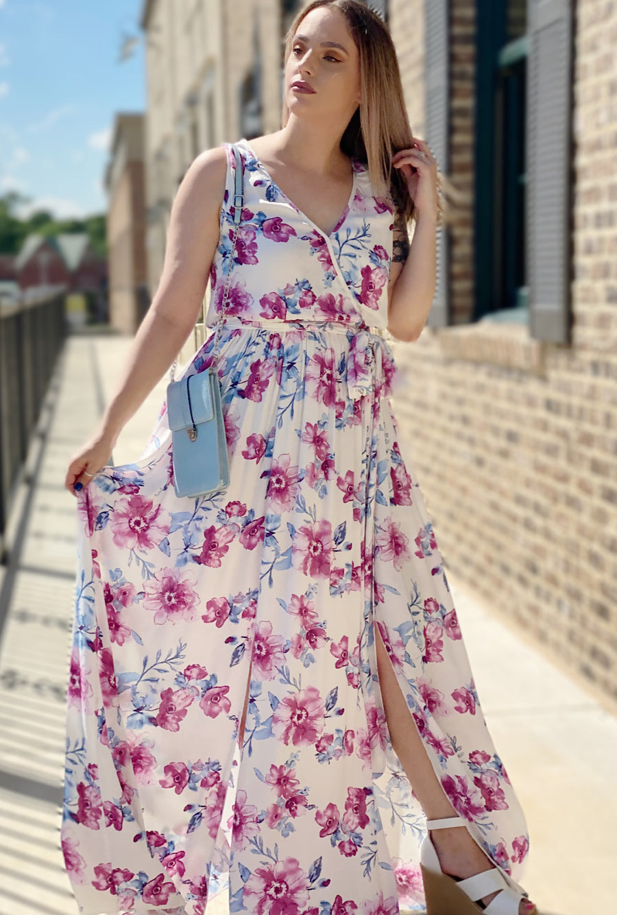 Emily Floral Maxi Dress-White Bellamie Boutique Emily Floral Maxi Dress-White Bellamie Boutique