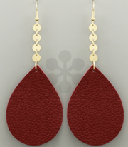 Maroon Leather Drop Earrings - Bellamie Boutique