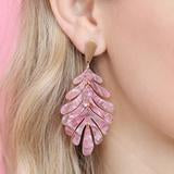 Pink Resin Leaf Earrings - Bellamie Boutique