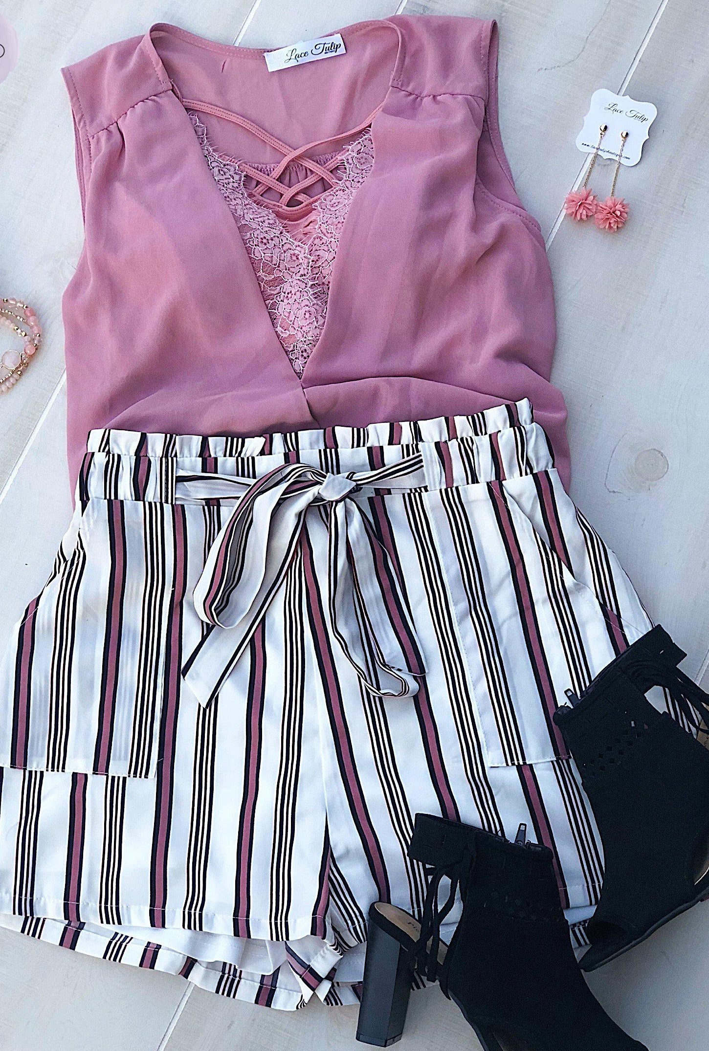 Never Change Your Stripes Shorts-White - Bellamie Boutique