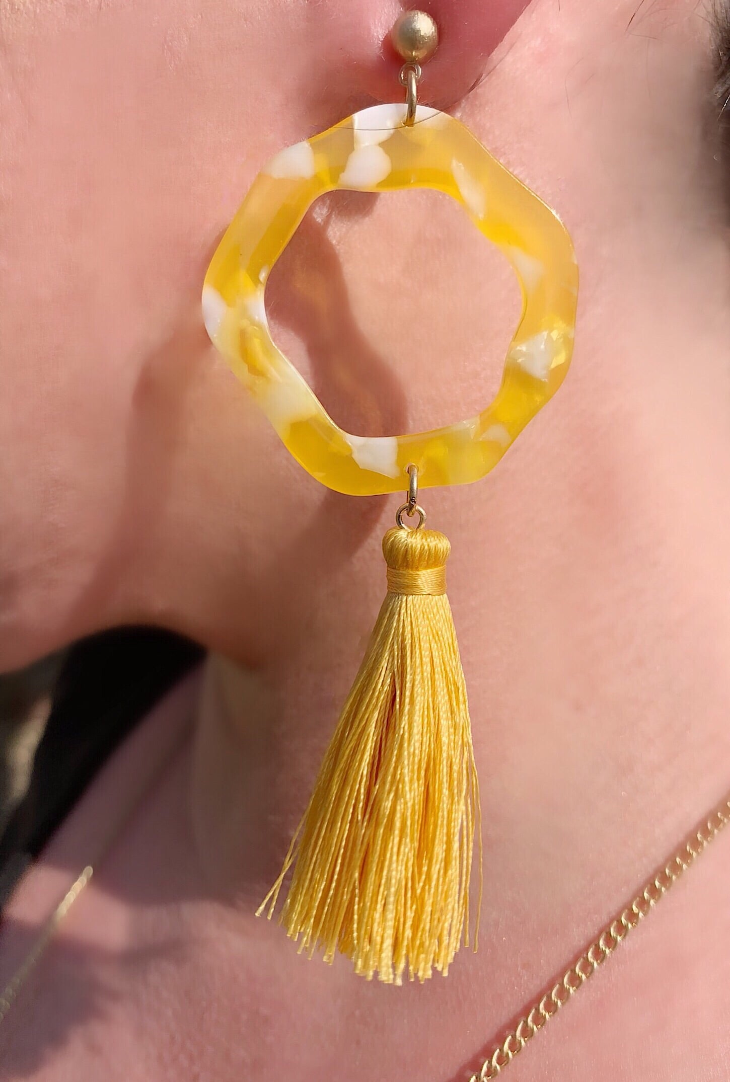 Yellow Acrylic Tassel Earrings - Bellamie Boutique
