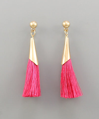 Neon Pink Tassel Earrings - Bellamie Boutique
