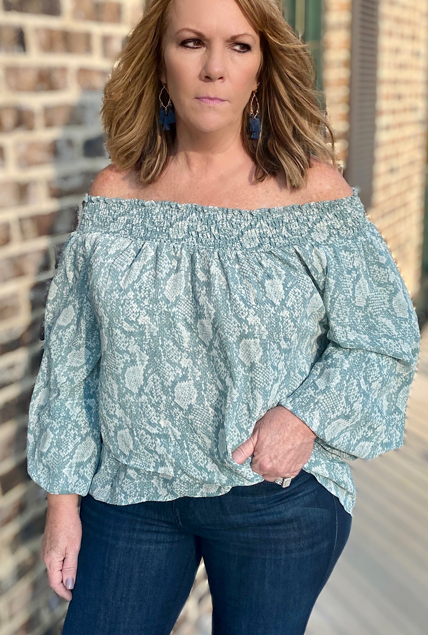 Amelia Snake Top-Sage - Bellamie Boutique