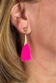 Neon Pink Tassel Earrings - Bellamie Boutique