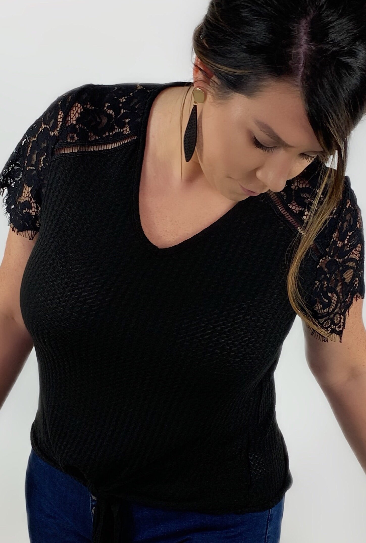 Lace Tie Top - Bellamie Boutique