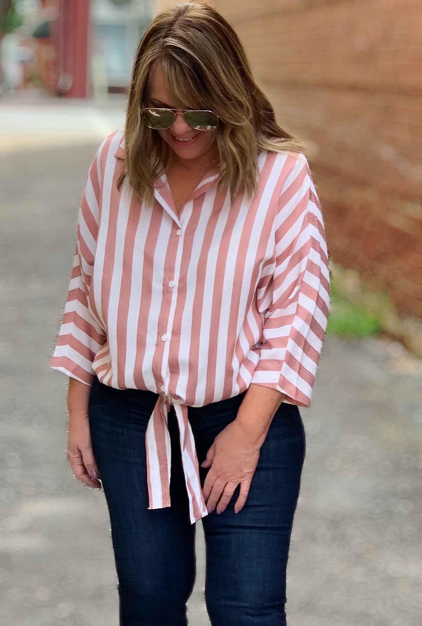Rose Striped Top - Bellamie Boutique