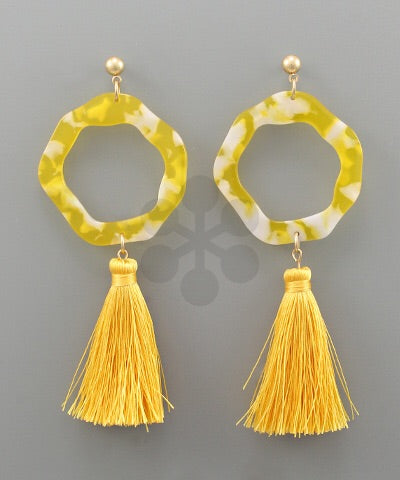 Yellow Acrylic Tassel Earrings - Bellamie Boutique