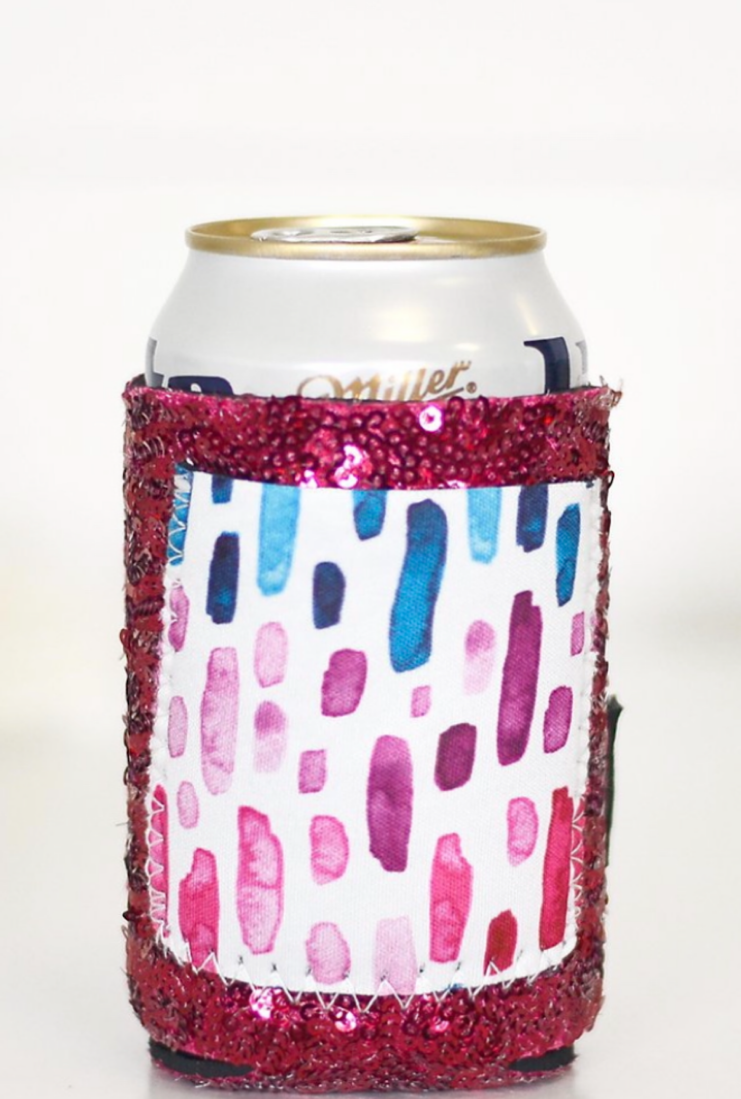 Sequin Can Coolie-Pink Abstract - Bellamie Boutique