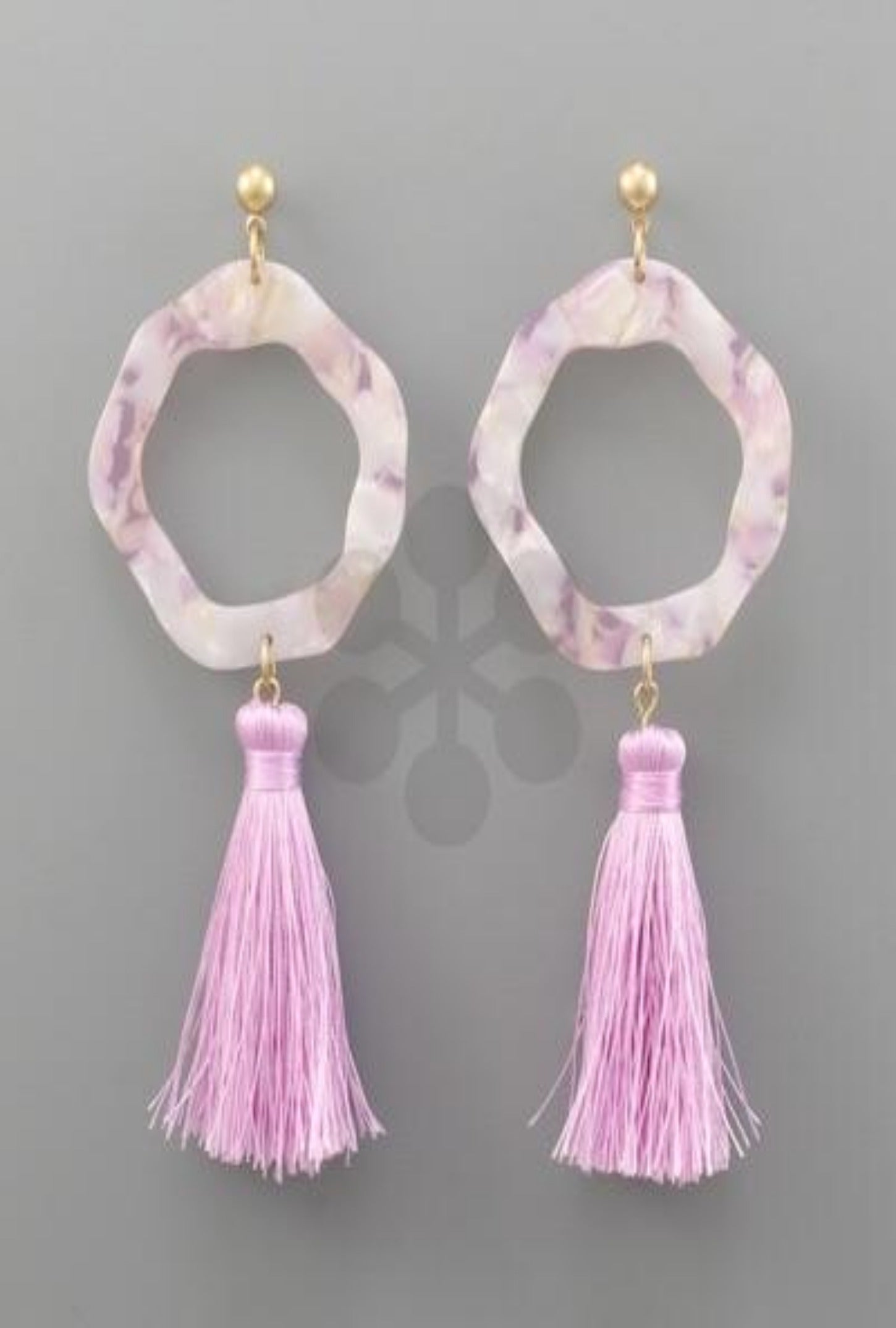 Purple Acrylic Ring Tassel Earrings - Bellamie Boutique