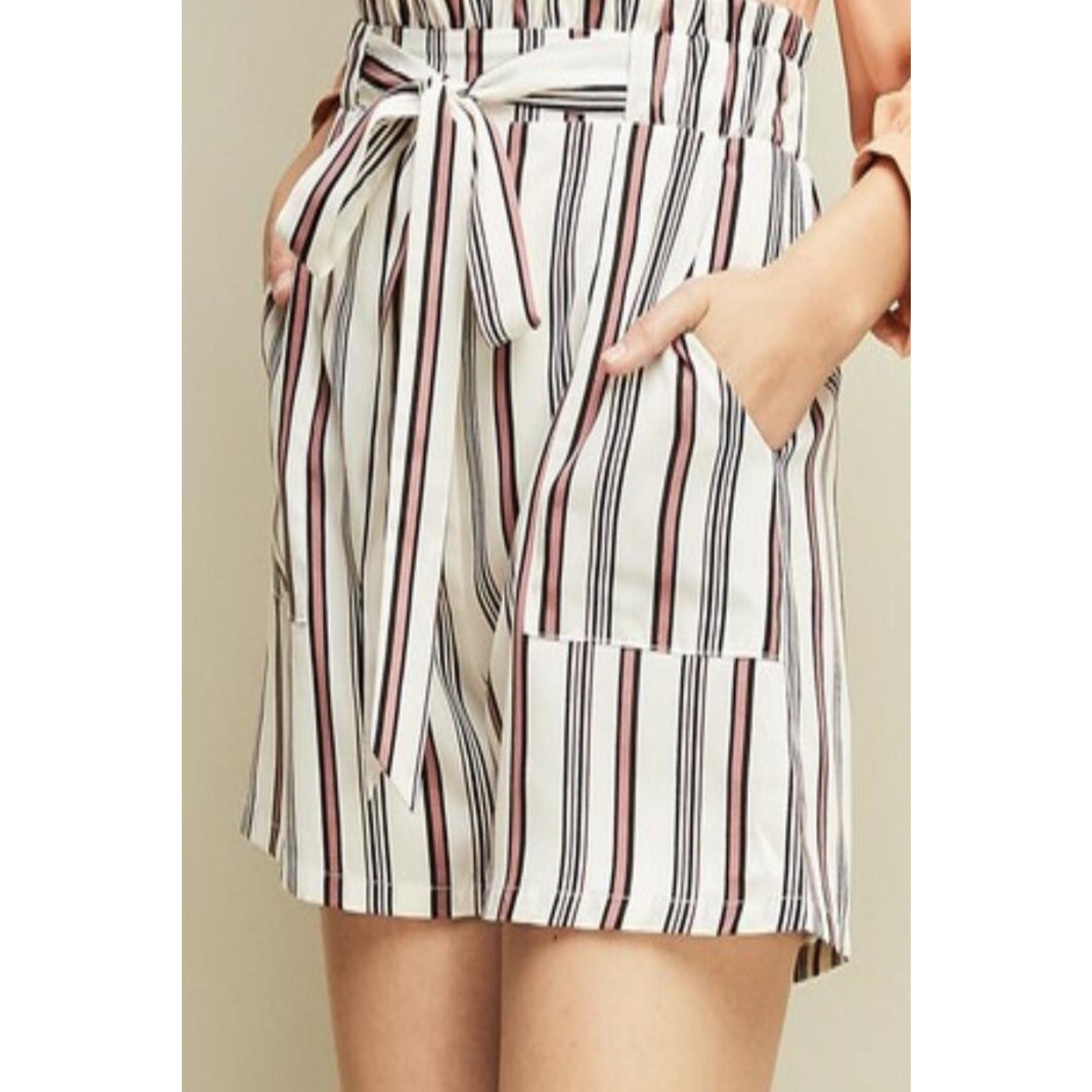 Never Change Your Stripes Shorts-White - Bellamie Boutique