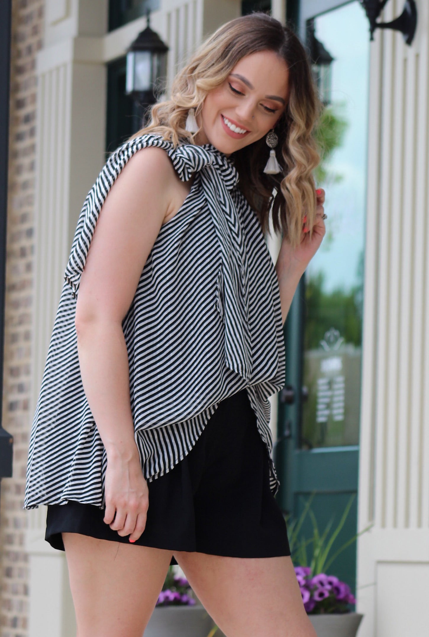 Alice Striped Tie Top - Bellamie Boutique